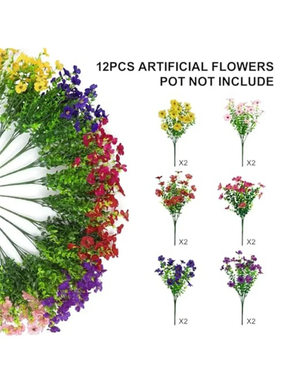 Artificial Daisy Flowers UV Resistant Faux Outdoor Plants Porch Patio Decor Set